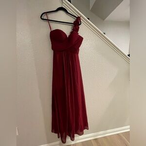 Long formal maroon gown